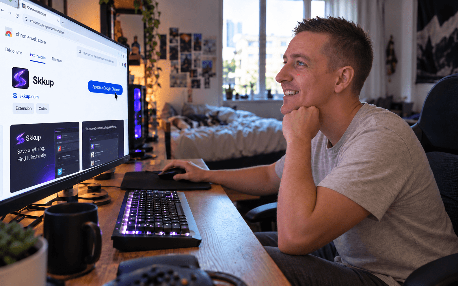 Un viewer installe l’extension Skkup sur son ordinateur